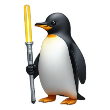 a penguin with a light sabre sticker