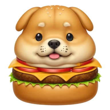Fat dog eating hamburger  sticker