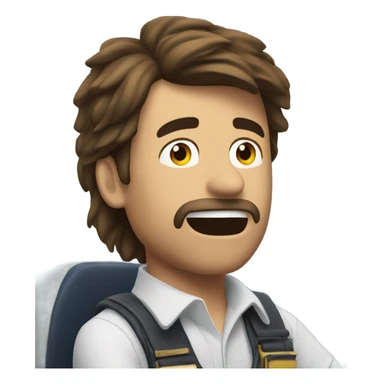 Brown haired mullet man flying plane that’s crashing sticker