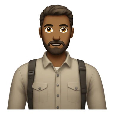 unhappy man with a beard and short scruffy brown hair wearing a buttoned shirt sticker