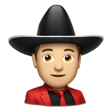 Mexican Elon musk with black sombrero hat and Tesla logo red shirt sticker