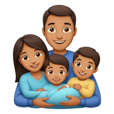 Mother and father with 3 babies sticker