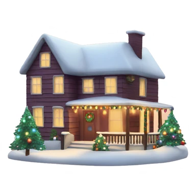 christmas house with lights on and garland sticker