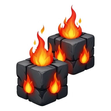 3 cubes of burning charcoal sticker