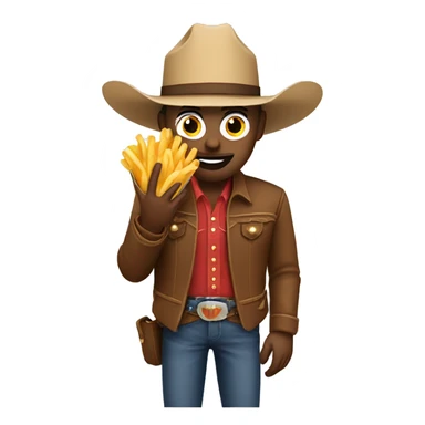 cowboy eating fries sticker
