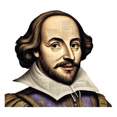Shakespeare made of newspaper cuttings 420 roses flowers sticker