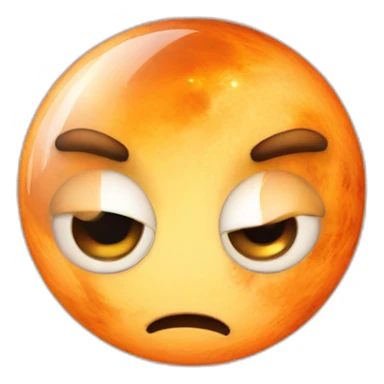 planet Venus with a cartoon fearful face with big thoughtful eyes sticker