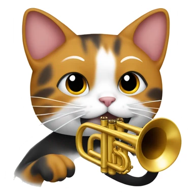 Calico cat playing trumpet sticker
