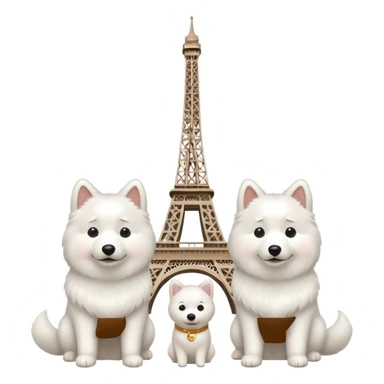 Eiffel Tower with two Samoyed dogs sticker