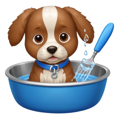 dog, dog bowl, toy, grooming tool sticker