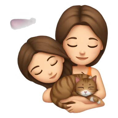 brunette girl sleeping with brown tabby cat  sticker