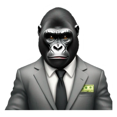 a gorilla wearing a suit and holding money sticker