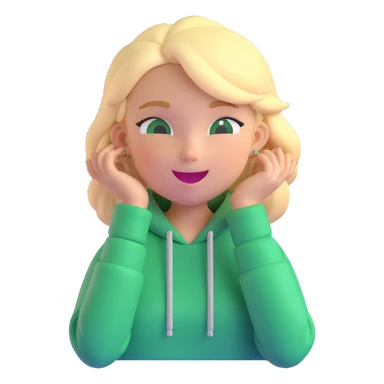 a blonde girl in a green hoodie winking sticker