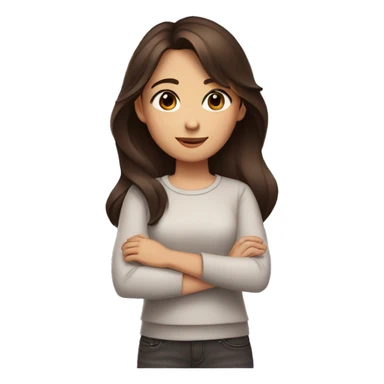 A brunette girl with brown eyes crossing her arms sticker