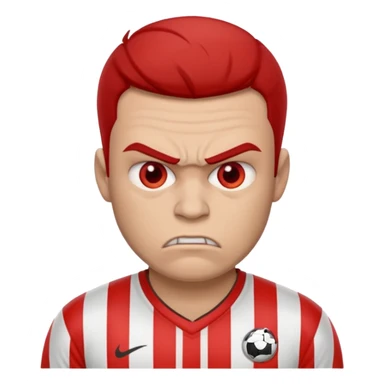angry footballer red and white striped shirt sticker
