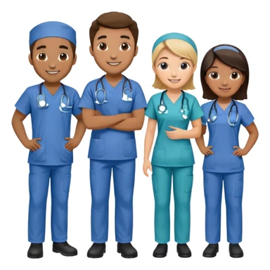 group of nurses (male and female, different races) sticker