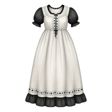 White victorian nightgown with black bugs crawling around pattern sticker