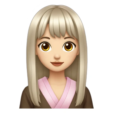 Japonaise jeune brune avec frange long sticker