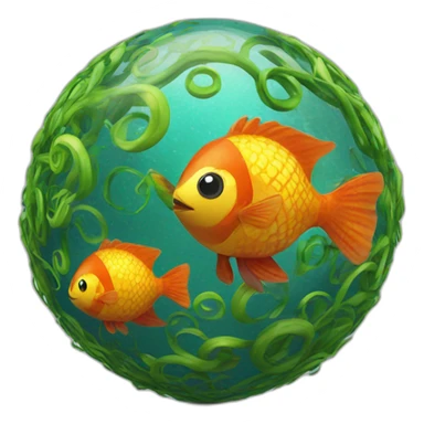 3d sphere with a cartoon hypnotic vine Tropical Fish skin texture sticker