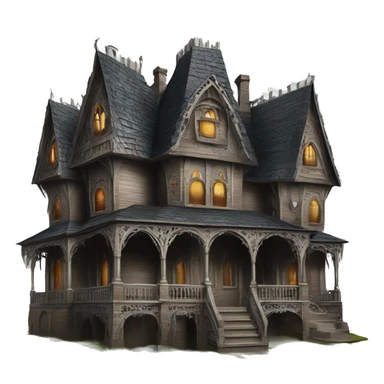 Realistic Huge ornate gothic Cardboard haunted house  sticker