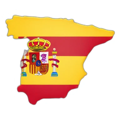 Spanish map with flag colors red and yellow horizontal sticker