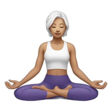 white hair woman doing yoga sticker