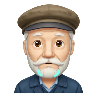 Old man white beard wearing a flat cap sticker