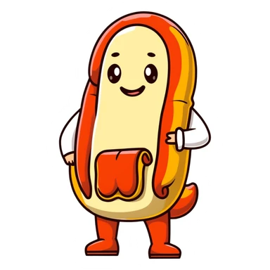 A black man with a hotdog suit sticker