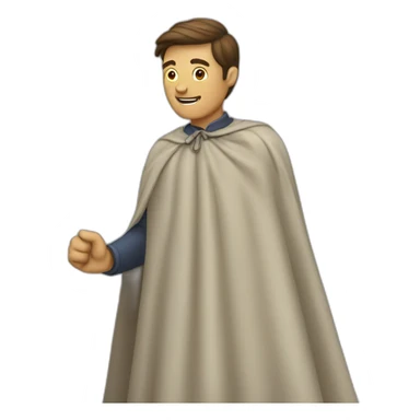 man turning and flicking cape sticker