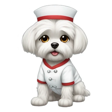 Maltese Shitzu in nurse outfit sticker