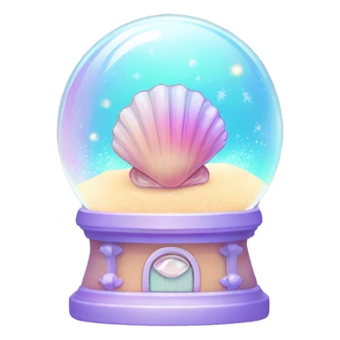Kawaii rainbow pastel bedazzled sea shell with cute eyes in a snow globe sticker