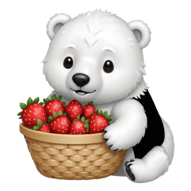 polar bear with a basket of strawberries  sticker