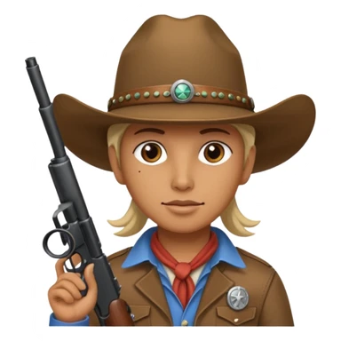 A skull with a vowboy hat and a gun whith a scope sighn on his eye and min holding the gun sticker