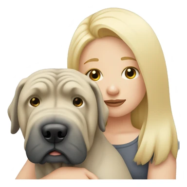 Sad blonde and long hair woman cuddling grey Shar Pei  sticker