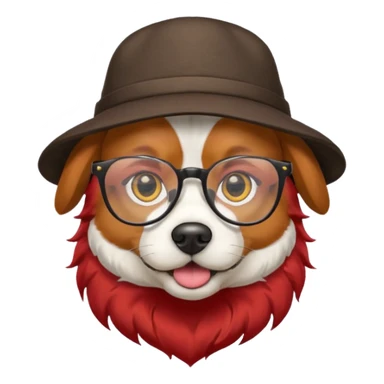 dog with red hair and glassess and hat sticker