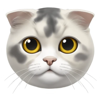 Calico gray white beige half face Scottish fold with yellow eyes and folded ears sticker