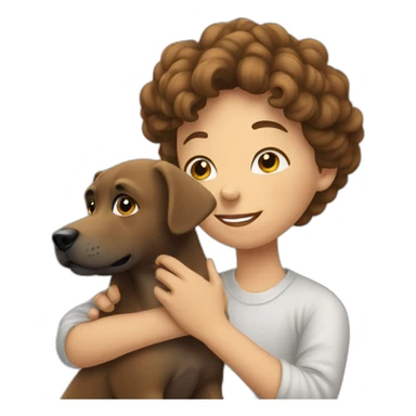 a person petting a dog sticker