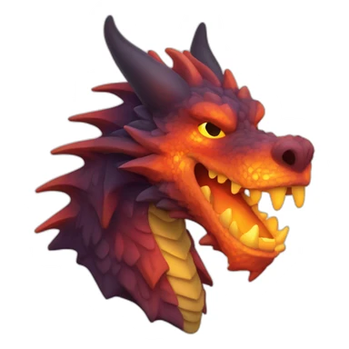 Un dragon mi loup rouge et orange moutardes qui crache du feux sticker