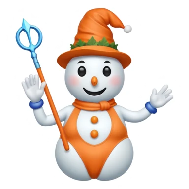 Snowman in a swimsuit and a magic wand in his hands sticker