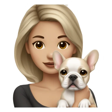 dreamy girl with beige but whiter French bulldog puppy sticker