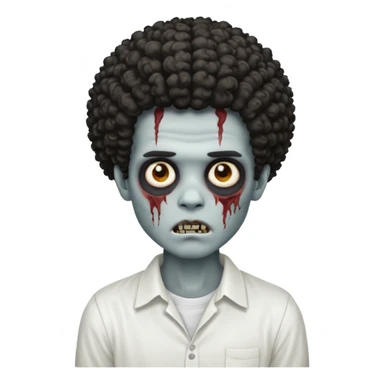 Zombie boy with a l curly Afro with white shirt  sticker