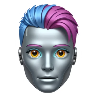 male robot with different color hair like 3rd picture, sticker