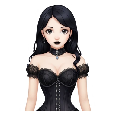 gothic lace corset black-haired lady  sticker