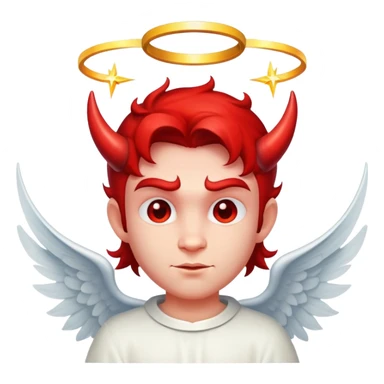 un diavolo con aureola da angelo con faccia  sticker