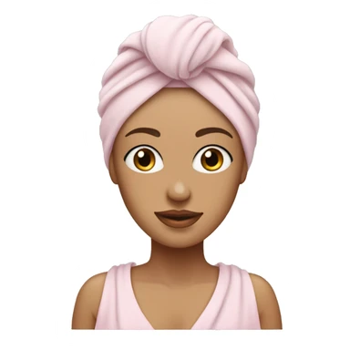 White Woman wearing pale pink towel turban with hazel eyes sticker