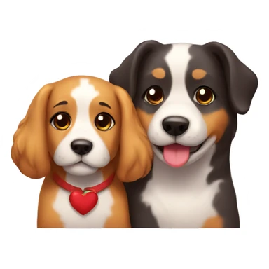 dog couple love with heart sticker