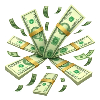 Add more cash flying around, bundles of US dollars, casino winnings vibe, lucky flight, jackpot feeling sticker