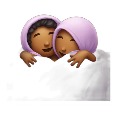lovers hugging in ball of comforter sticker