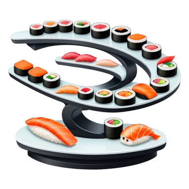 rotating sushi conveyor belt restaurant with colorful sushi plates sticker