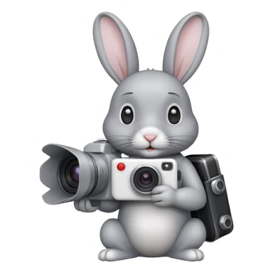 gray rabbit white camera sticker